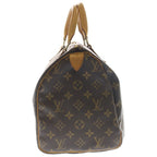 Louis Vuitton Monogram Speedy 30 Boston Bag Brown Leather Gold — view 3