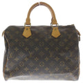 Louis Vuitton Monogram Speedy 30 Boston Bag Brown Leather Gold