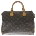 Louis Vuitton Monogram Speedy 30 Boston Bag Brown Leather Gold