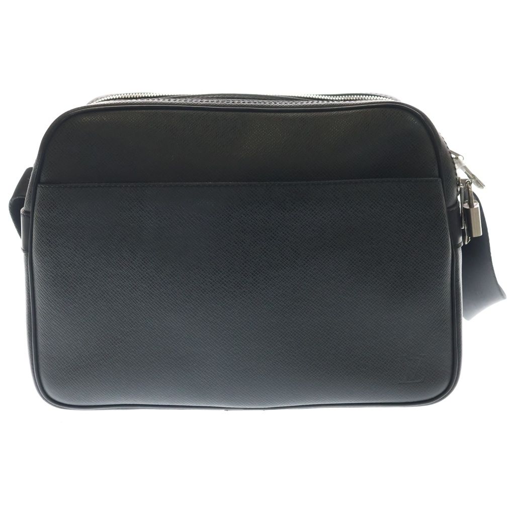 Louis Vuitton Lipo PM Taiga Shoulder Bag Black Leather Silver