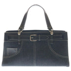 Dior Street Chic Belt Buckle Denim Tote Black