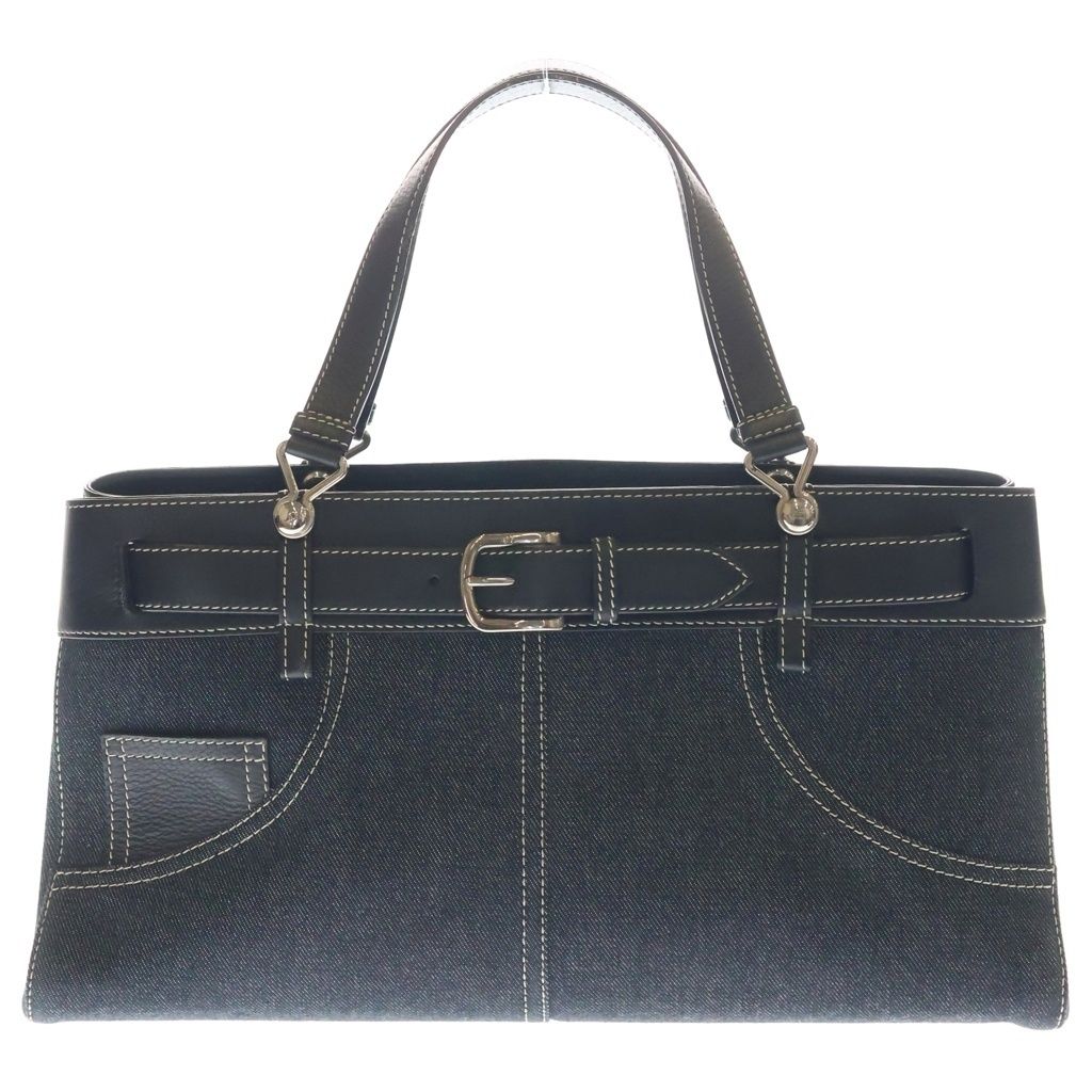 Dior Street Chic Belt Buckle Denim Tote Black