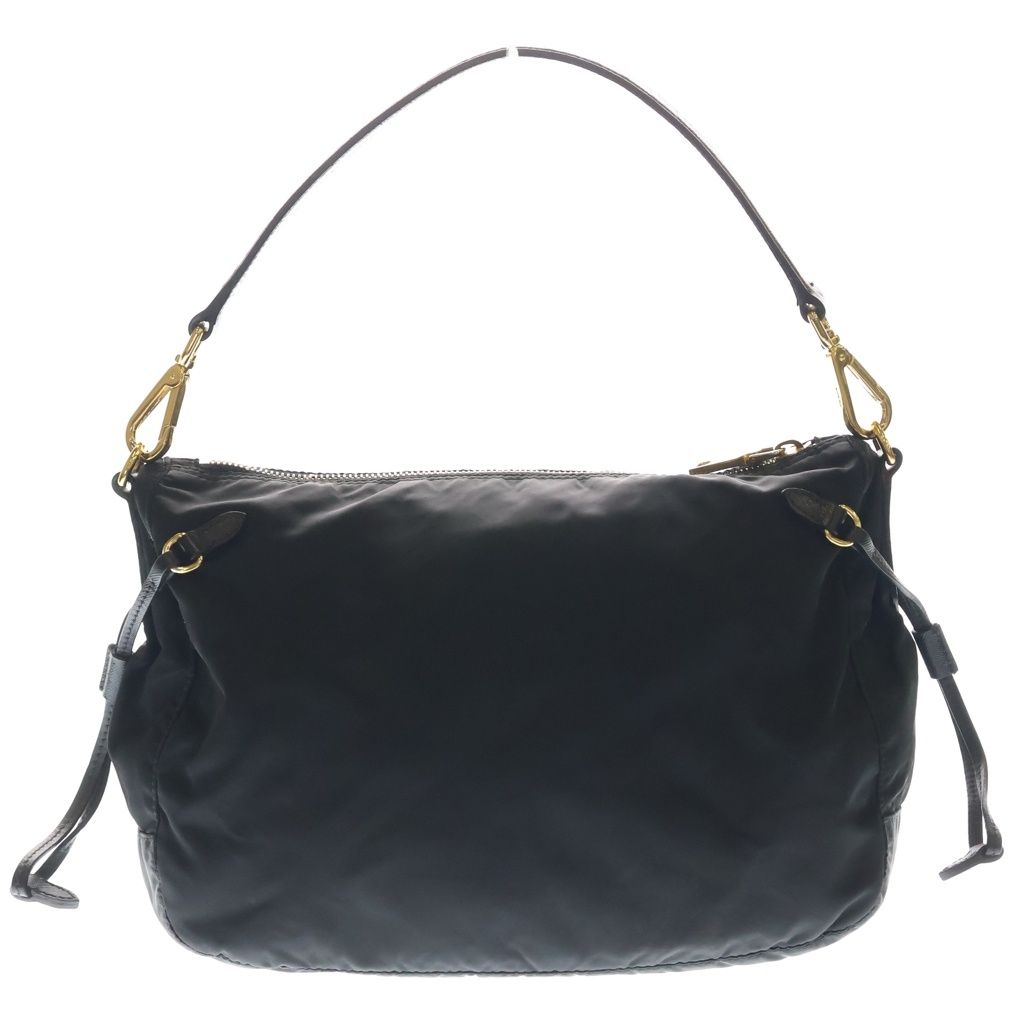 Prada Trianglelogo Oneshoulder Black Leather Nylon Gold Handbag — view 2