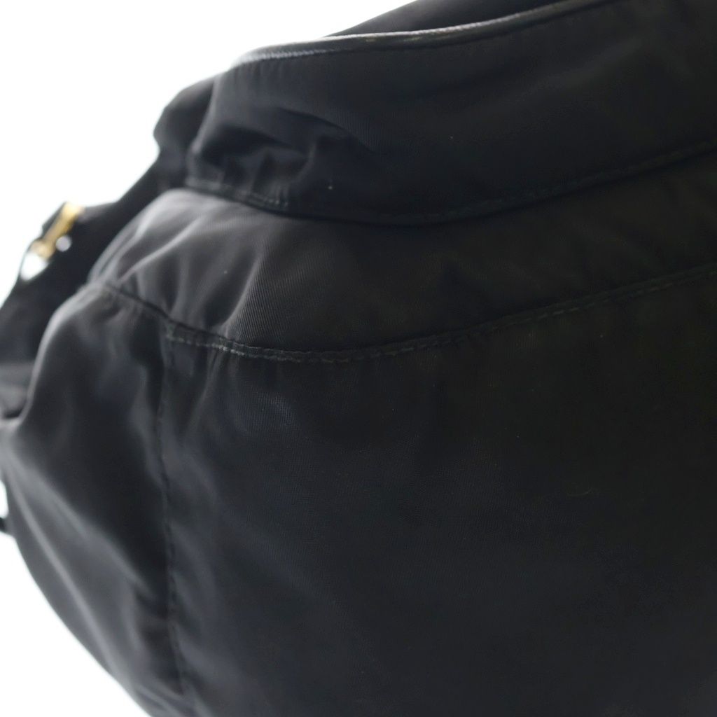 Prada Trianglelogo Oneshoulder Black Leather Nylon Gold Handbag — view 5