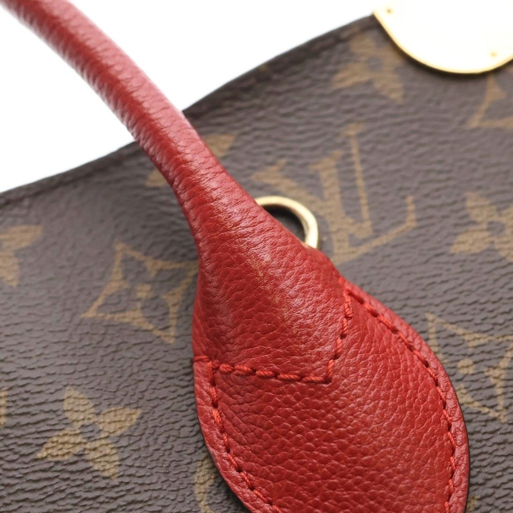 Louis Vuitton Monogram Dori Tote Brown Red Leather Gold — view 7