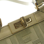 Fendi Bag Zucca Pattern Handbag Lightgreen Canvas Leather Gold — view 6