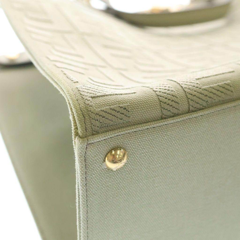 Fendi Bag Zucca Pattern Handbag Lightgreen Canvas Leather Gold — view 5