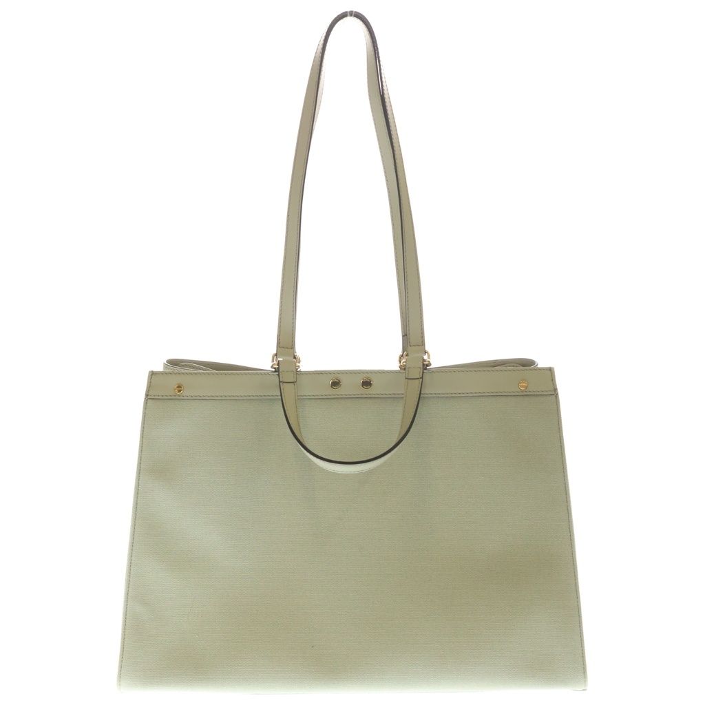 Fendi Bag Zucca Pattern Handbag Lightgreen Canvas Leather Gold — view 2