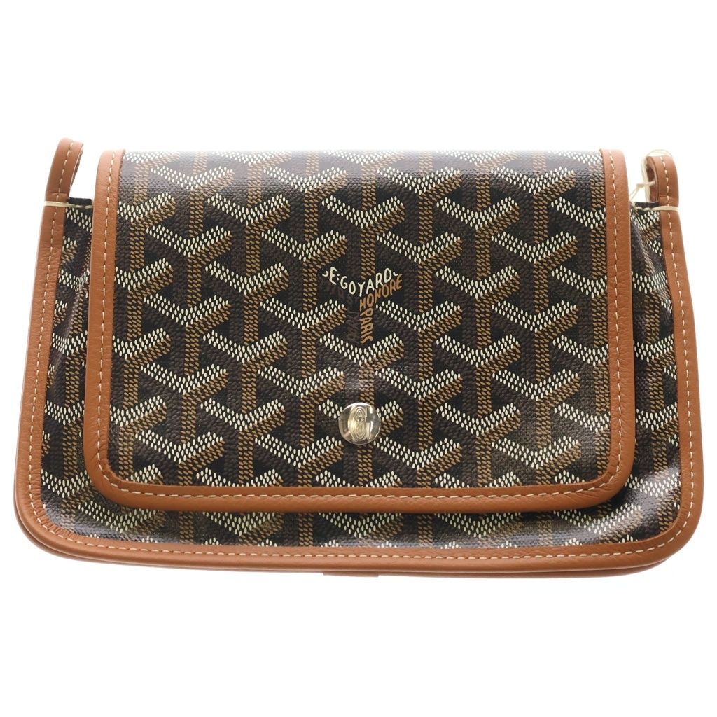 Goyard Pochette Plumet PM Leather Shoulder Bag Wallet Pouch Brown