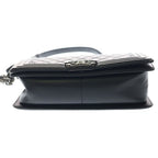 Chanel Boy 25 Lambskin Leather Chain Shoulder Bag Silver Black Stand — view 4
