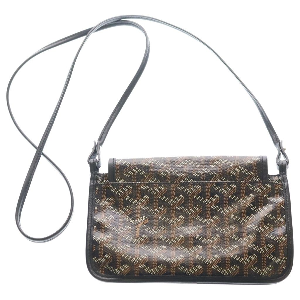 Goyard Plumet Tee Canvas Leather Pouch Wallet Shoulder Bag Silver Black — view 2