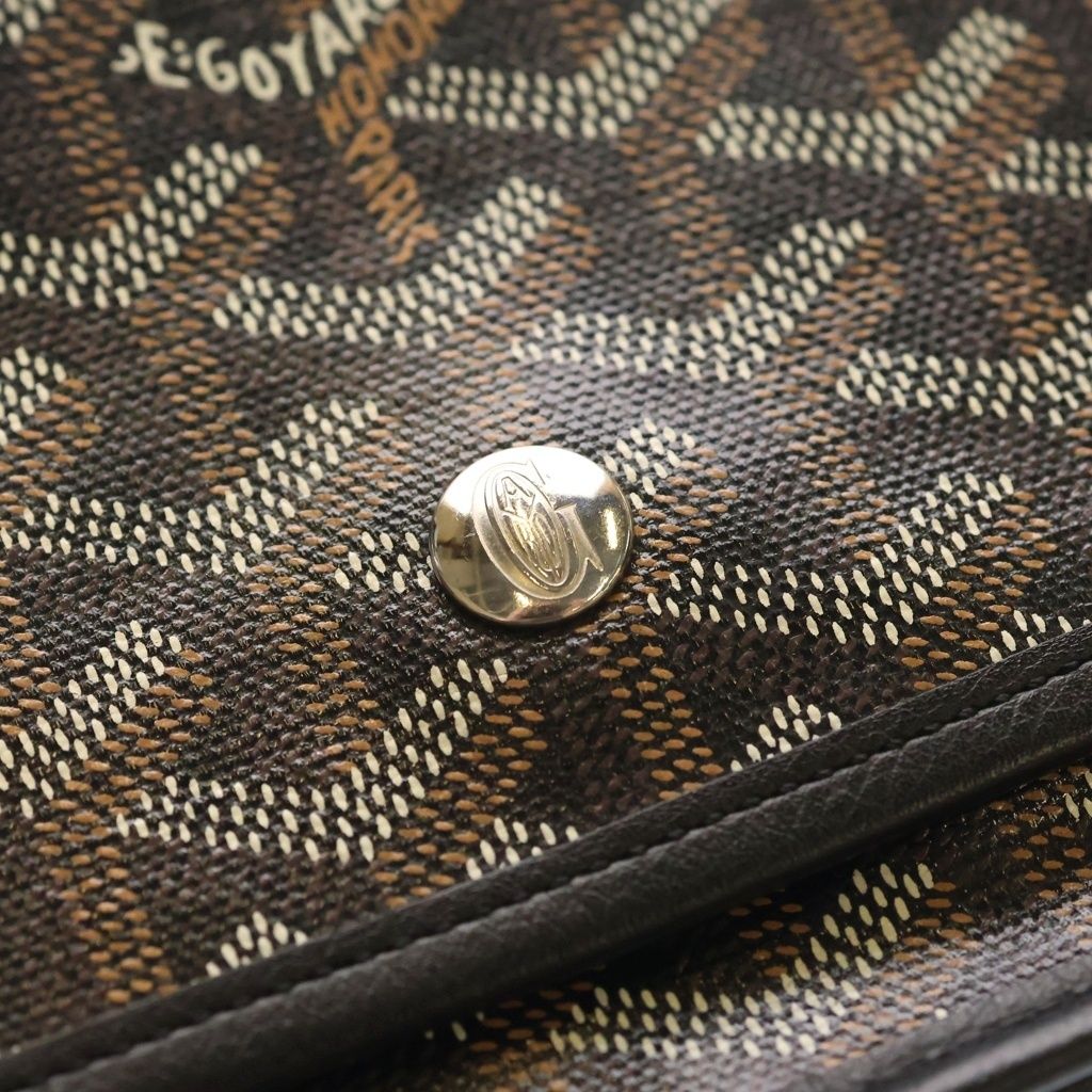 Goyard Plumet Tee Canvas Leather Pouch Wallet Shoulder Bag Silver Black — view 6
