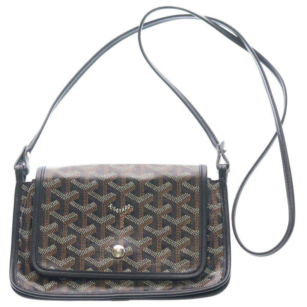 Goyard Plumet Tee Canvas Leather Pouch Wallet Shoulder Bag Silver Black