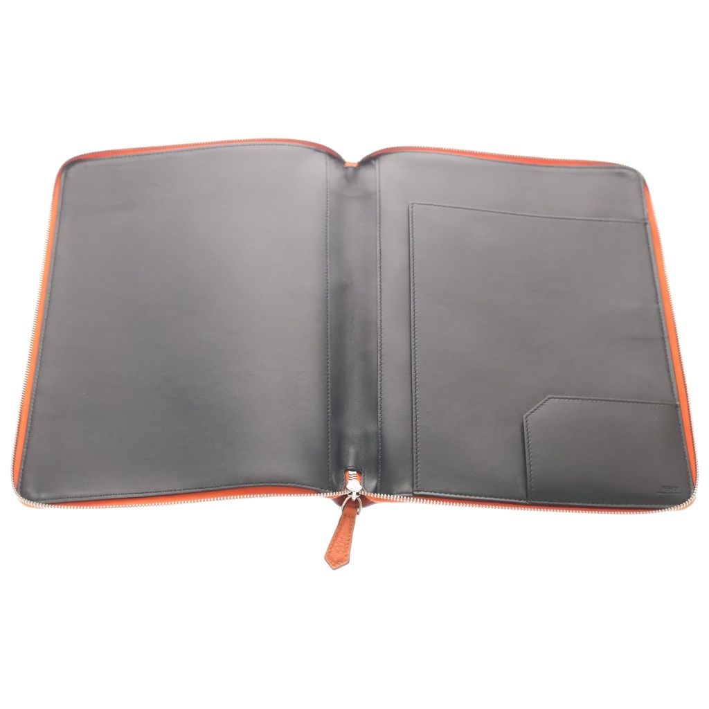 Fendi Clutch Secondbag Pouch Orange Leather — view 7