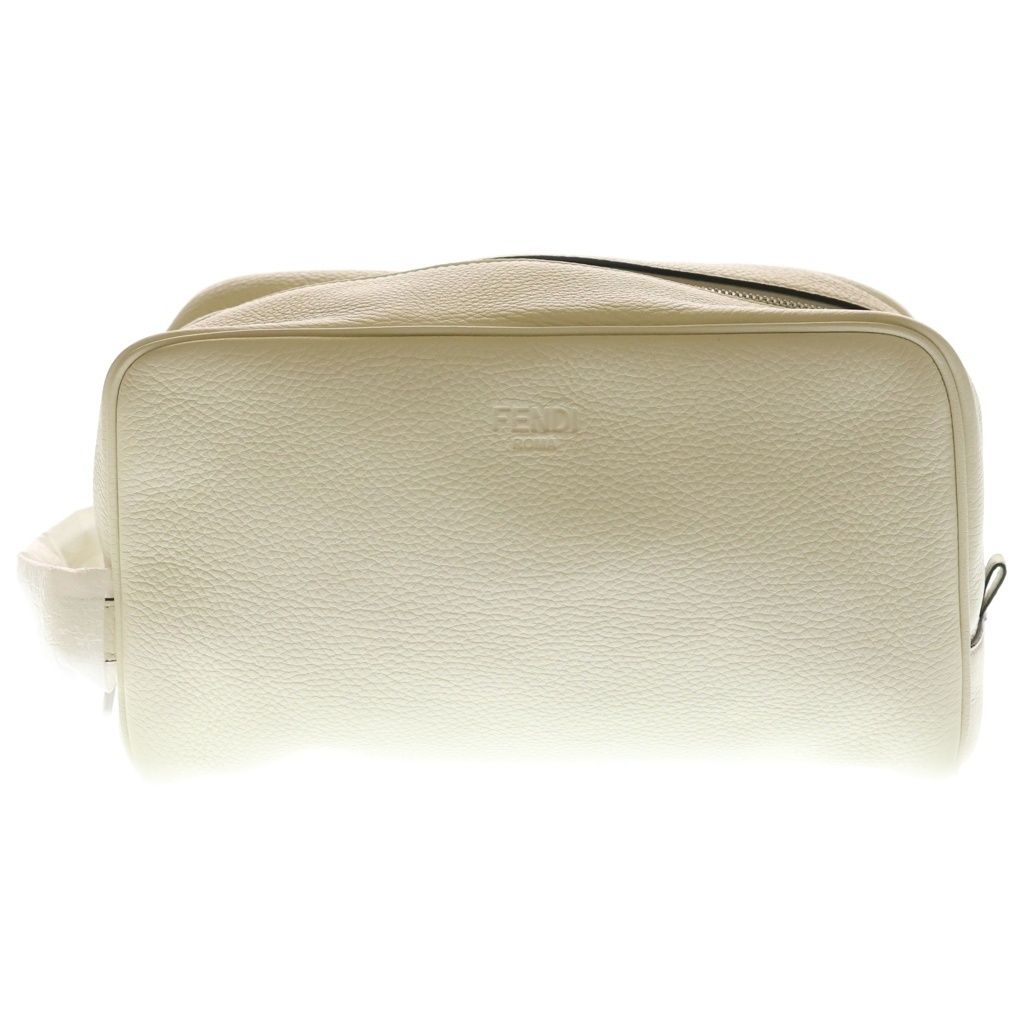 Fendi Secondbag Pouch White Leather Silver