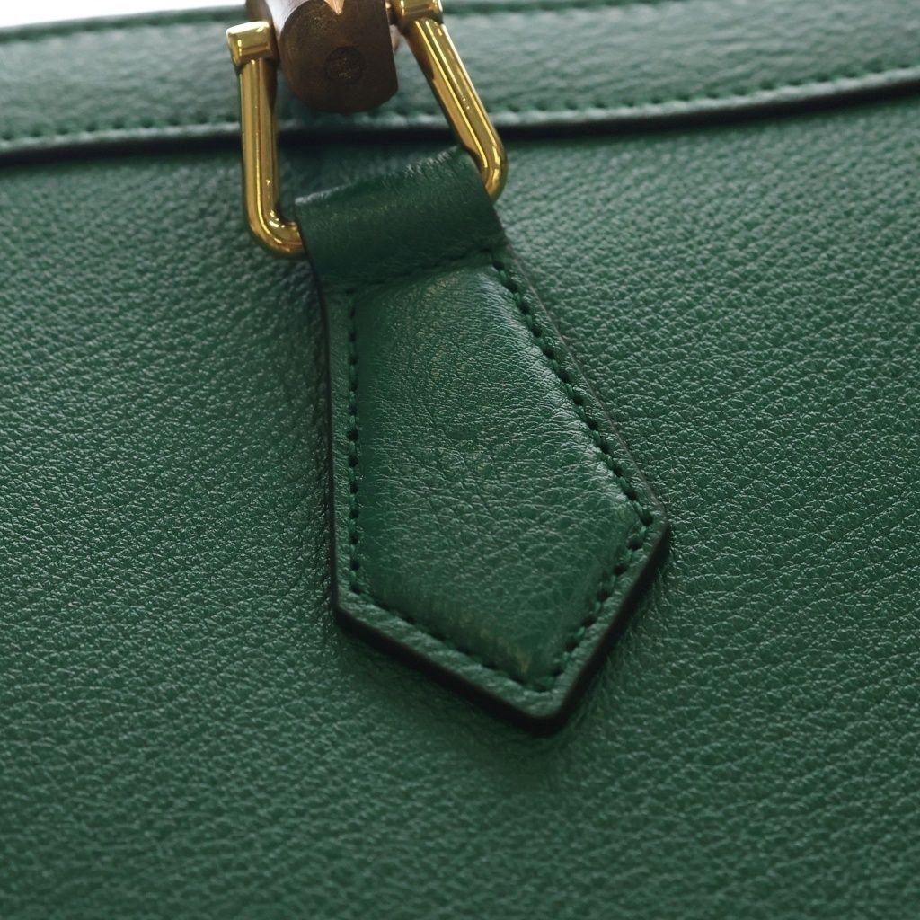 Gucci Diana Handback 2-Way Back Bamboo Gold Leather Green Handbag — view 7
