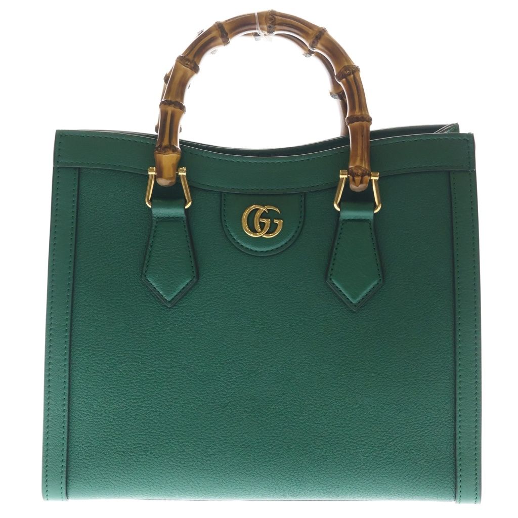 Gucci Diana Handback 2-Way Back Bamboo Gold Leather Green Handbag