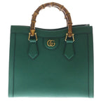 Gucci Diana Handback 2-Way Back Bamboo Gold Leather Green Handbag