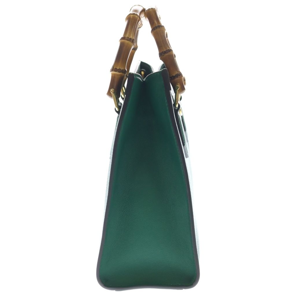 Gucci Diana Handback 2-Way Back Bamboo Gold Leather Green Handbag — view 3