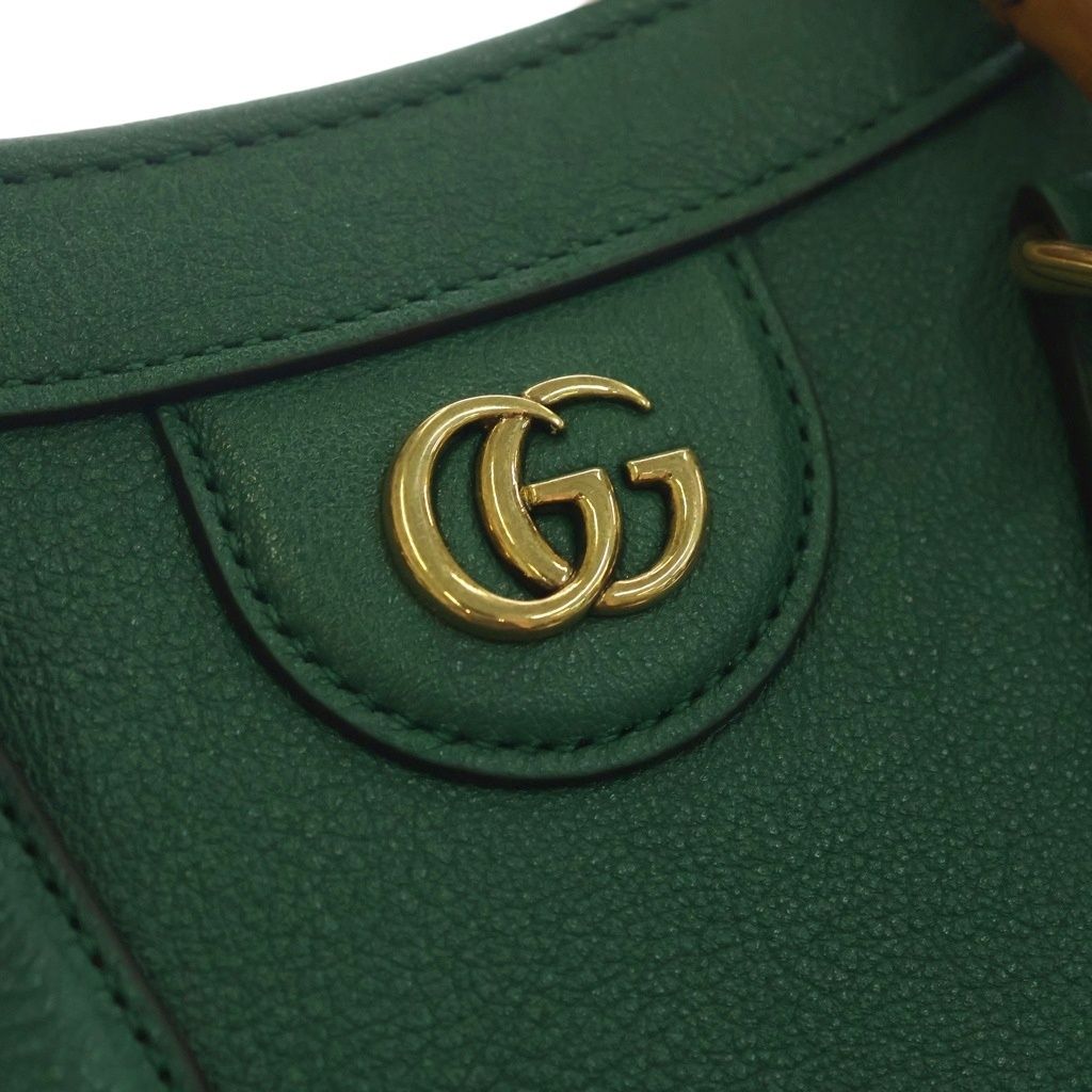 Gucci Diana Handback 2-Way Back Bamboo Gold Leather Green Handbag — view 6