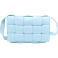 Bottega Veneta Paddetcassette Intreccia Leather Silver Shoulder Bag Blue