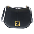 Fendi Mont Shoulder Bag FF Logo Leather Black
