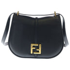 Fendi Mont Shoulder Bag FF Logo Leather Black