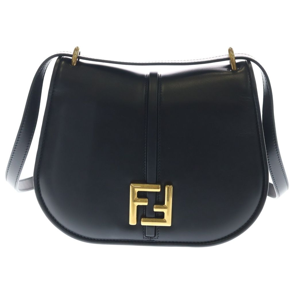Fendi Mont Shoulder Bag FF Logo Leather Black