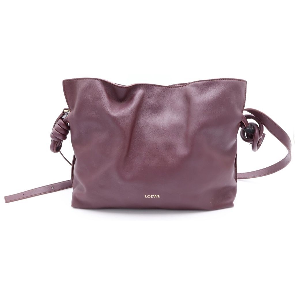 Loewe Lame Leather 2-Way Shoulder Bag Drawstring Bordeaux