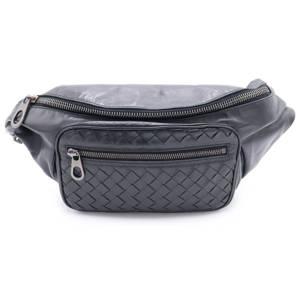 Bottega Veneta Intreccia Leather Belt Bag Black