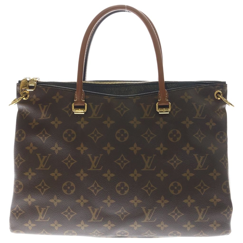 Louis Vuitton Monogram Pallas M 2-Way Shoulder Bag Brown Black Leather Gold
