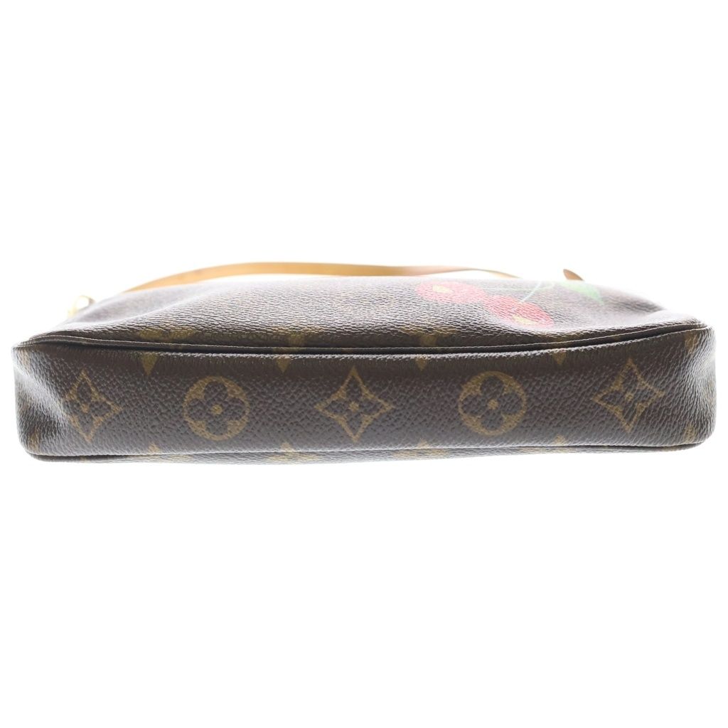 Louis Vuitton Monogram Cherry Pochette Sowa Minihandbag Pouch Brown Leather Gold — view 4