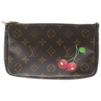 Louis Vuitton Monogram Cherry Pochette Sowa Minihandbag Pouch Brown Leather Gold