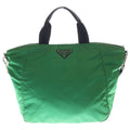 Prada Trianglelogo Tessuto 2-Way Tote Back Shoulder Bag Green Nylon Silver