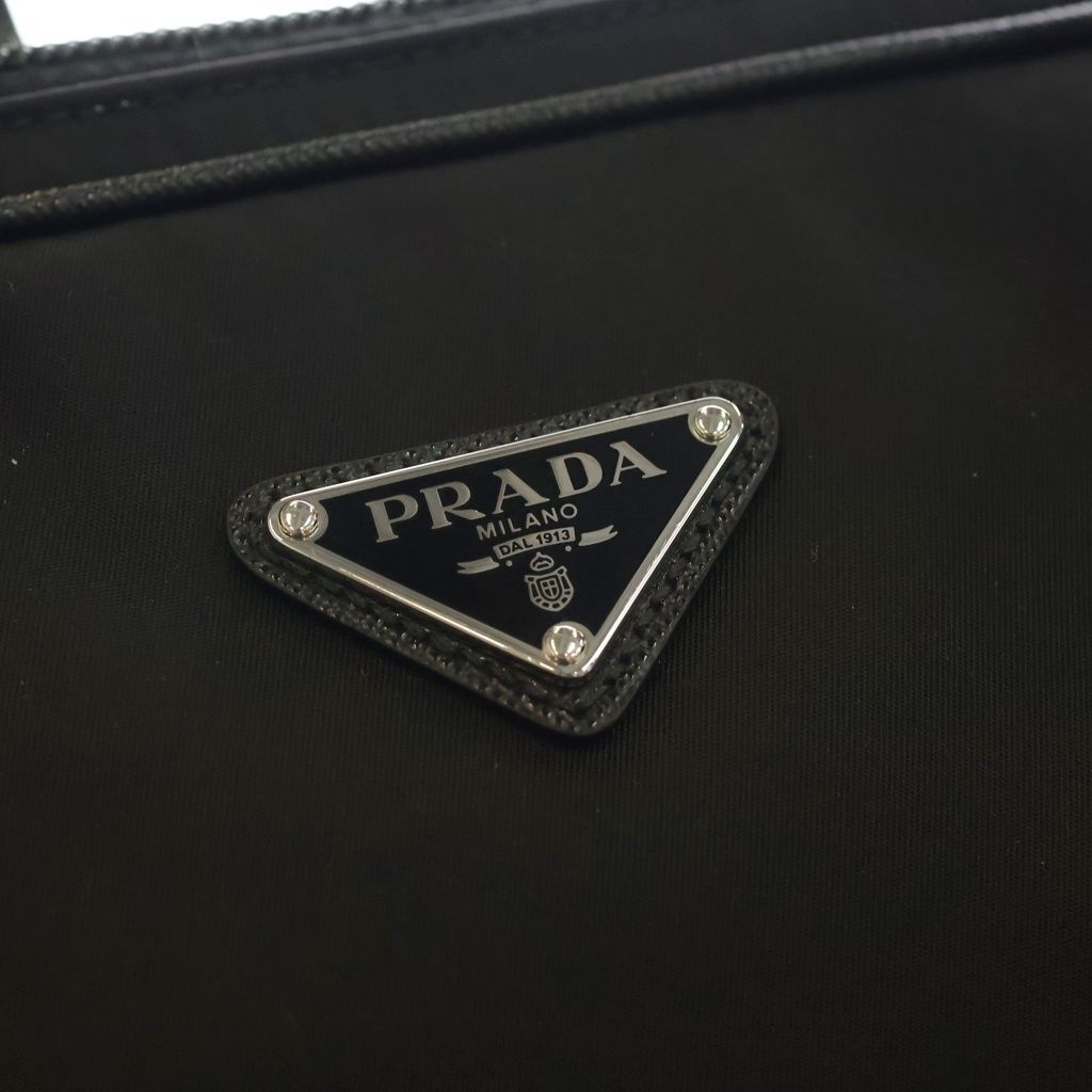 Prada 2-Way Bree Bag Tessuto Shoulder Bag Business Black Nylon Saffiano Silver — view 7