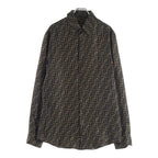 Fendi Zucca Pattern Silk Long Sleeve Shirt All Over Regular Color Logo Brown