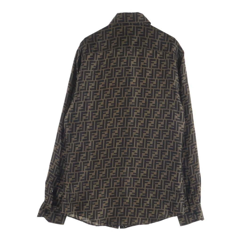 Fendi Zucca Pattern Silk Long Sleeve Shirt All Over Regular Color Logo Brown — view 2