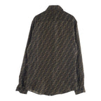 Fendi Zucca Pattern Silk Long Sleeve Shirt All Over Regular Color Logo Brown — view 2