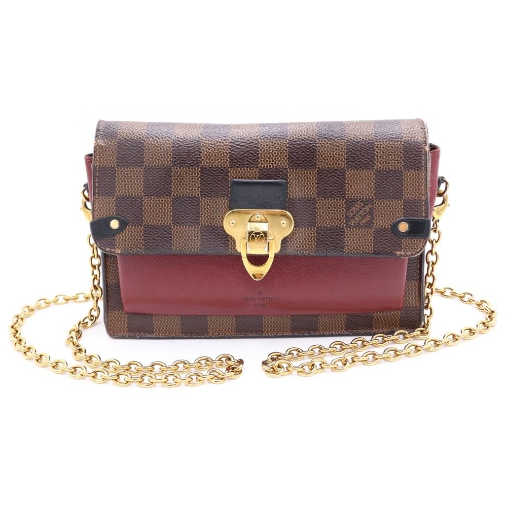 Louis Vuitton Portefeuille Vavin Chain Mini Shoulder Bag Wallet Brown Winered