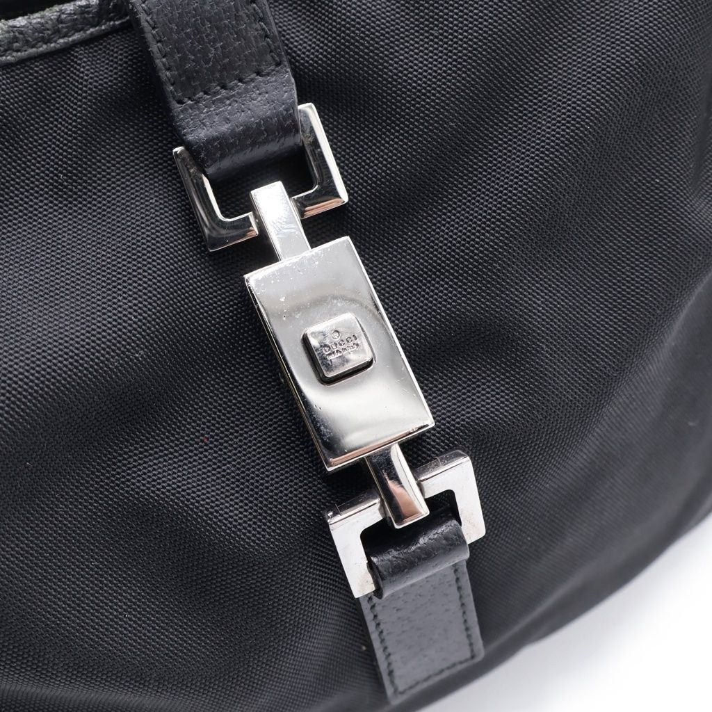 Gucci Jackie Oneshoulder Handbag Black Canvas Leather 001 Silver — view 6