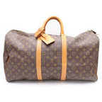 Louis Vuitton Monogram Keepall 55 Boston Bag Travelbag Brown Leather Gold