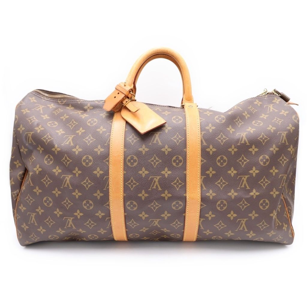 Louis Vuitton Monogram Keepall 55 Boston Bag Travelbag Brown Leather Gold