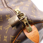 Louis Vuitton Monogram Keepall 55 Boston Bag Travelbag Brown Leather Gold — view 7