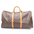 Louis Vuitton Monogram Keepall 55 Boston Bag Travelbag Brown Leather Gold — view 2