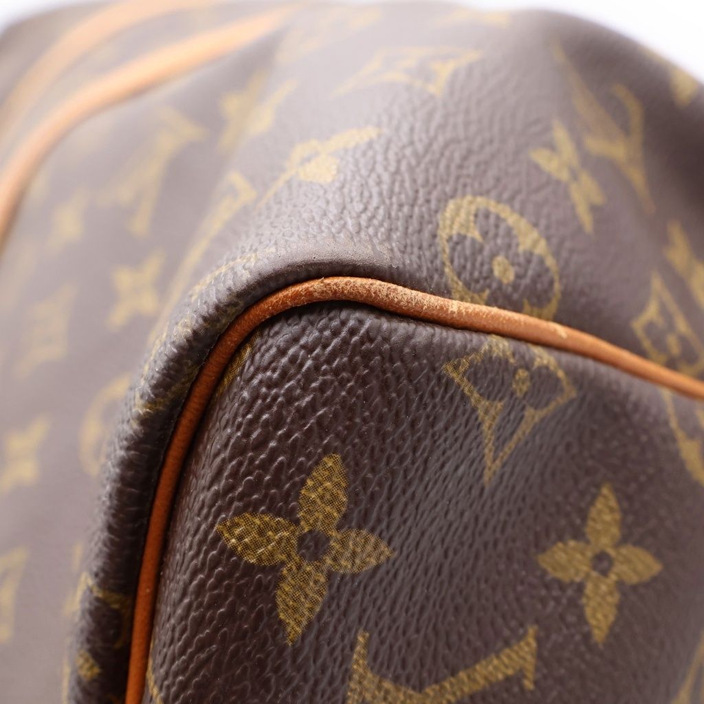 Louis Vuitton Monogram Keepall 55 Boston Bag Travelbag Brown Leather Gold — view 5