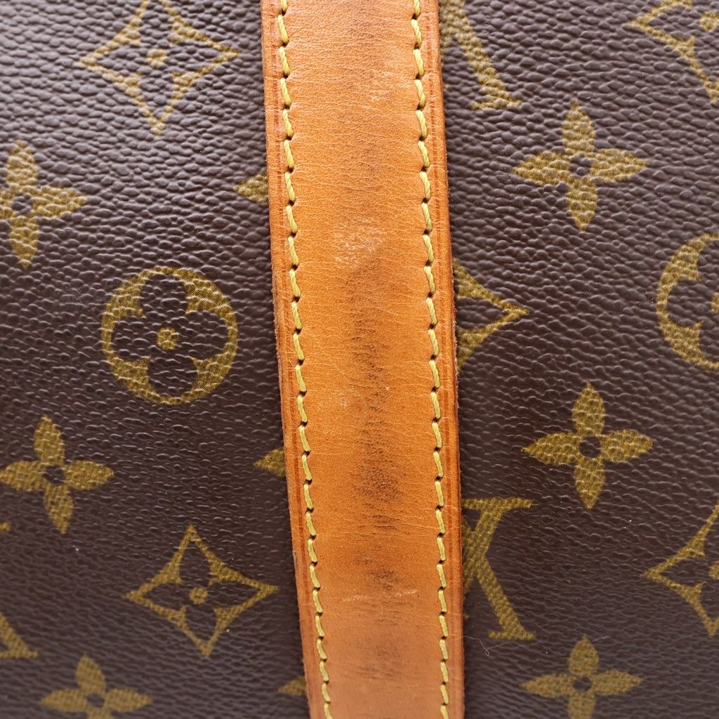 Louis Vuitton Monogram Keepall 55 Boston Bag Travelbag Brown Leather Gold — view 6