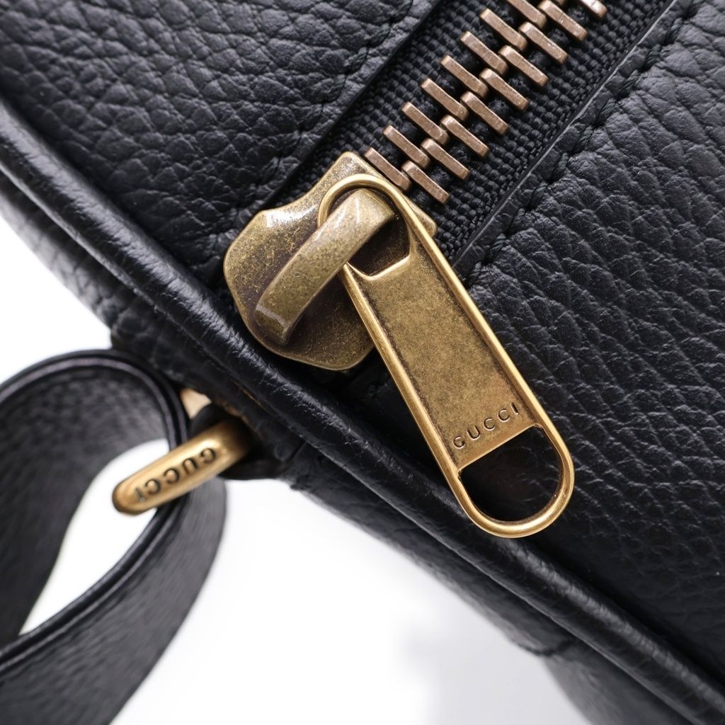 Gucci Messenger Bag Black Leather Gold — view 6