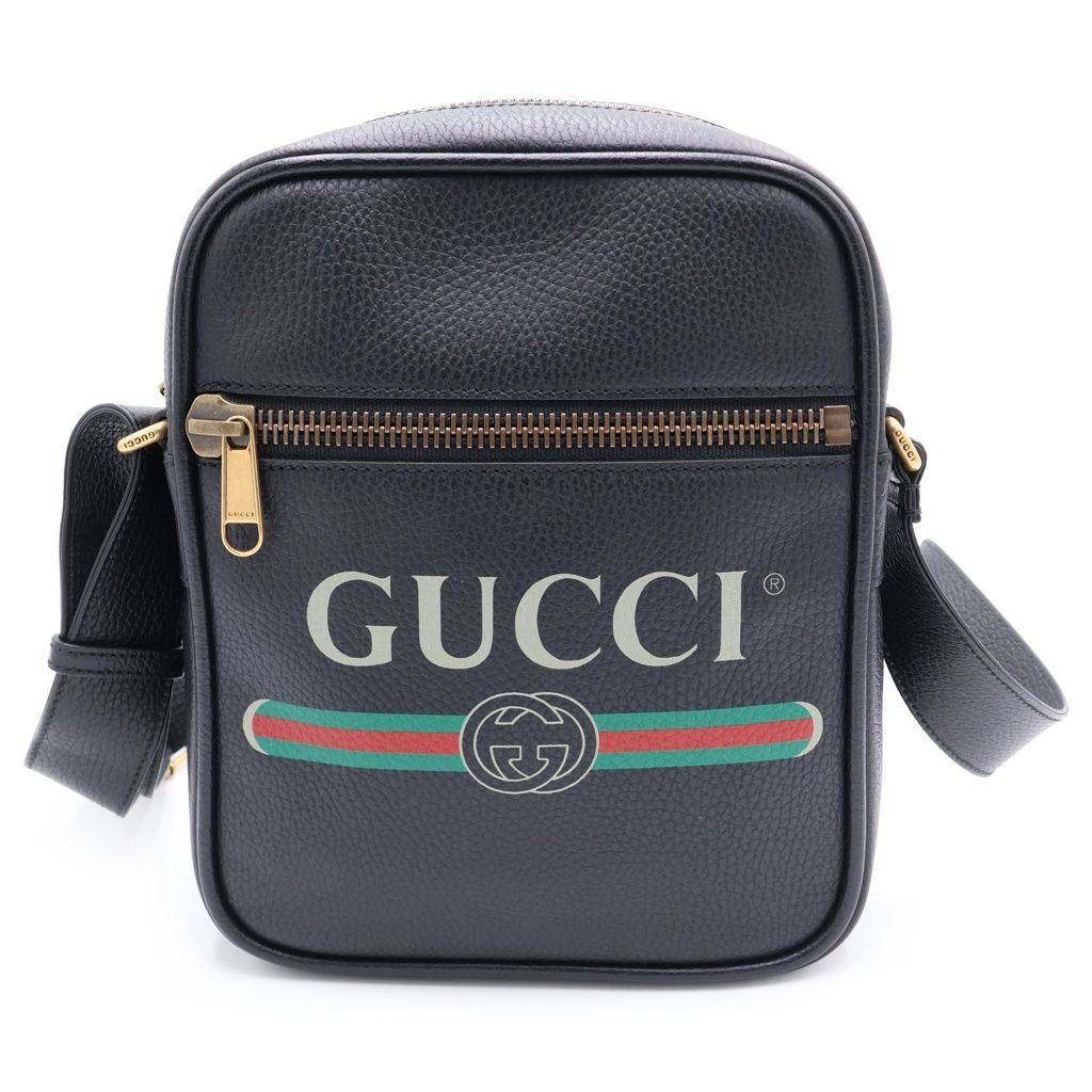 Gucci Messenger Bag Black Leather Gold