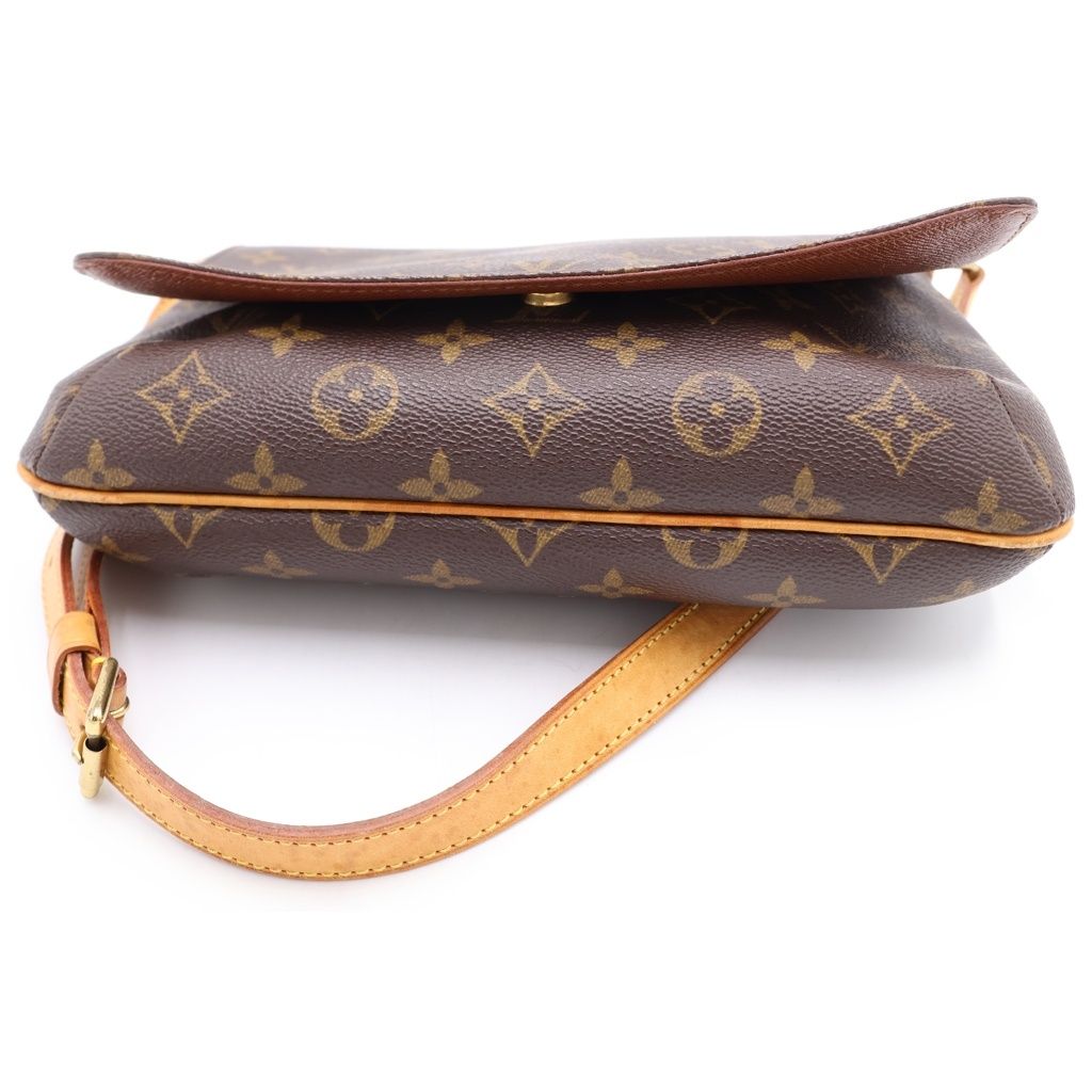 Louis Vuitton Monogram Musette Tango Shoulder Bag Brown Leather Gold — view 4