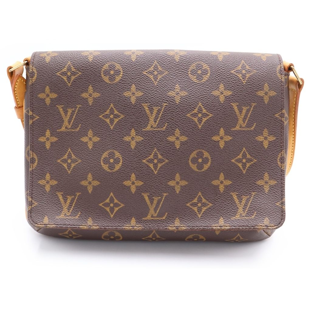 Louis Vuitton Monogram Musette Tango Shoulder Bag Brown Leather Gold